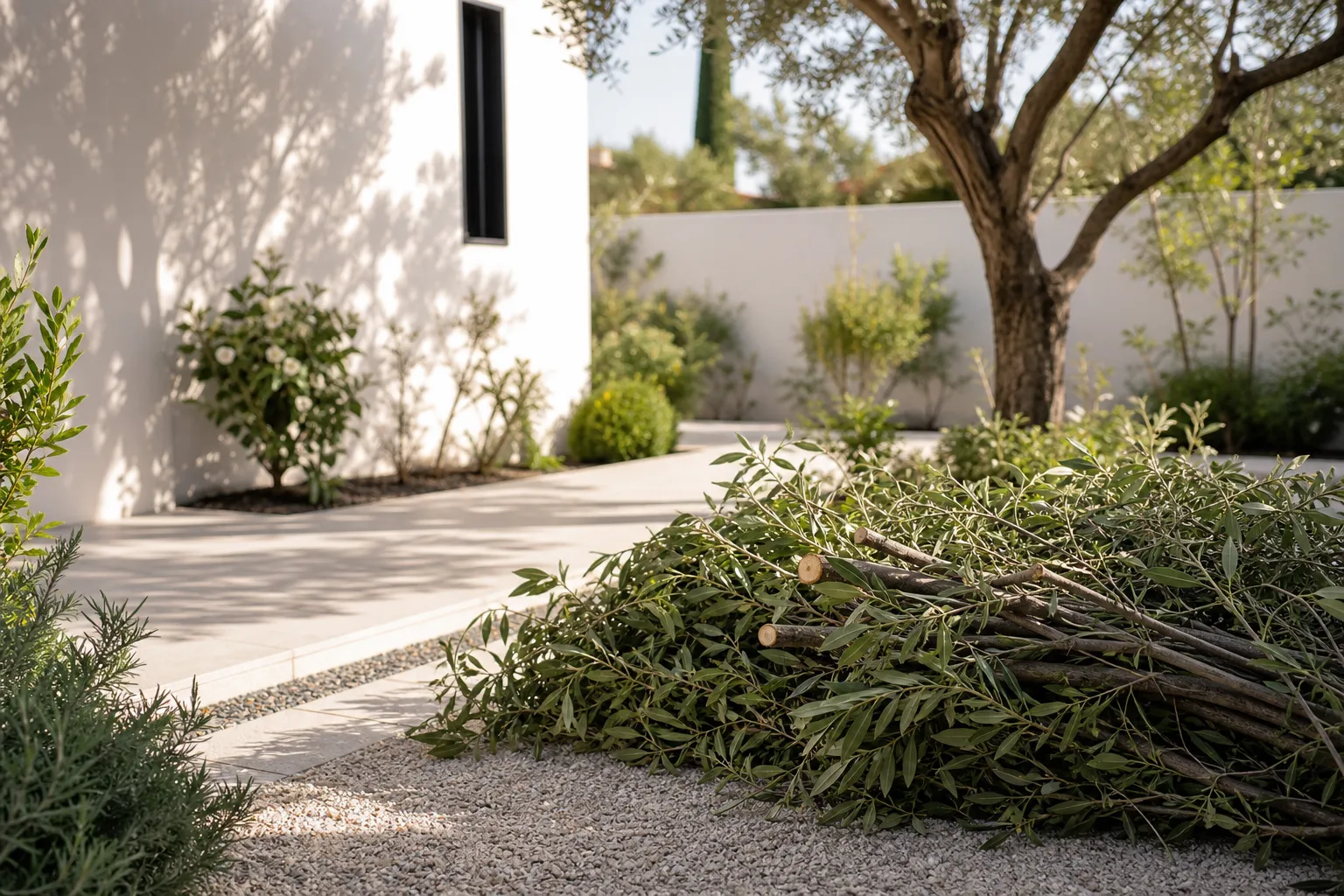 Branches regroupées proprement après une taille d’arbre